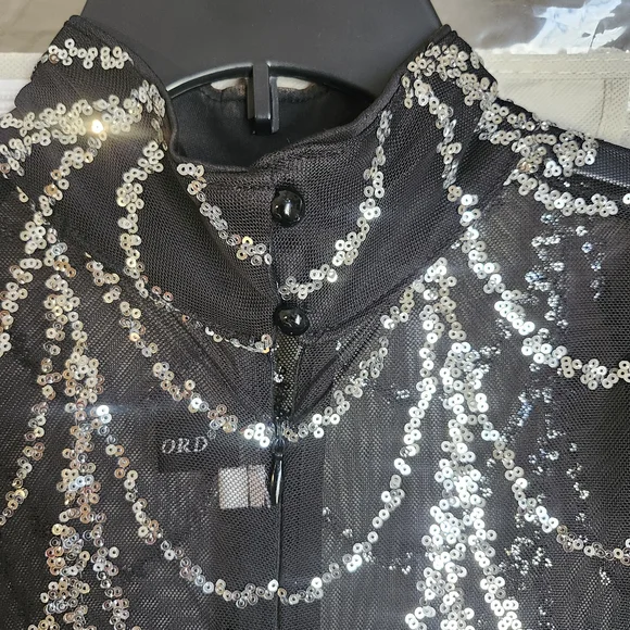 Chic Black and Silver Long Sleeve Dress - Picture 5 of 6